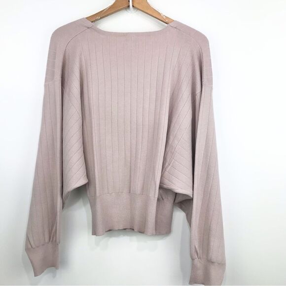 Cozy Co. by Cozy Casual Soft Mauve Wrap Front V Neck Sweater- New With Tags - Picture 4 of 12